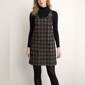 NWT Papillon Plaid Pinafore Dress